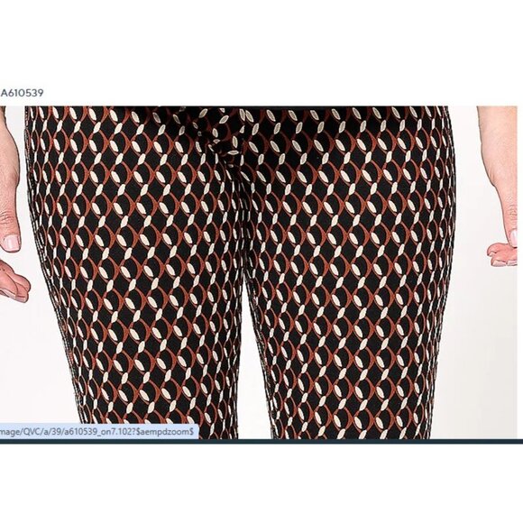 Susan Graver Premium Stretch Slim Ankle Pant Black/Spice Petite 2X A610539 - Picture 2 of 2